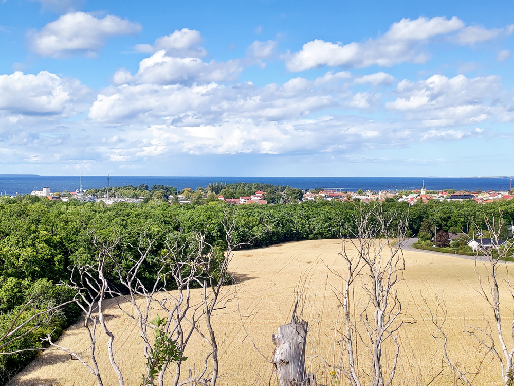 Foto över den fantastiska utsikten över Borgholm och Kalmarsund
